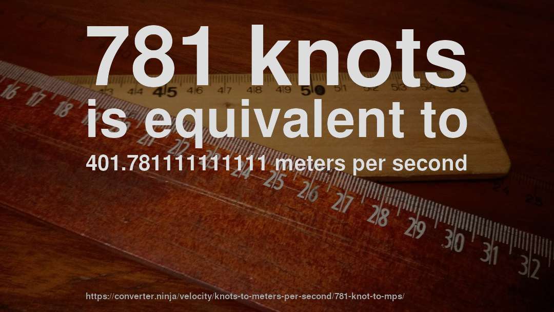 781 knots is equivalent to 401.781111111111 meters per second