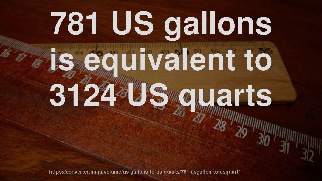 781 US gallons is equivalent to 3124 US quarts
