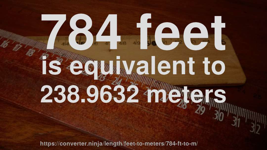 784 feet is equivalent to 238.9632 meters