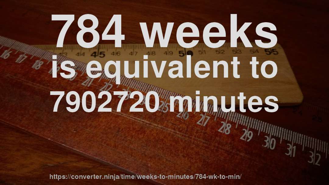 784 weeks is equivalent to 7902720 minutes