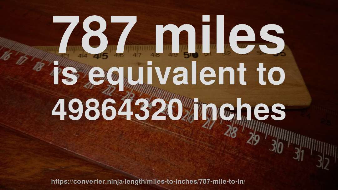 787 miles is equivalent to 49864320 inches