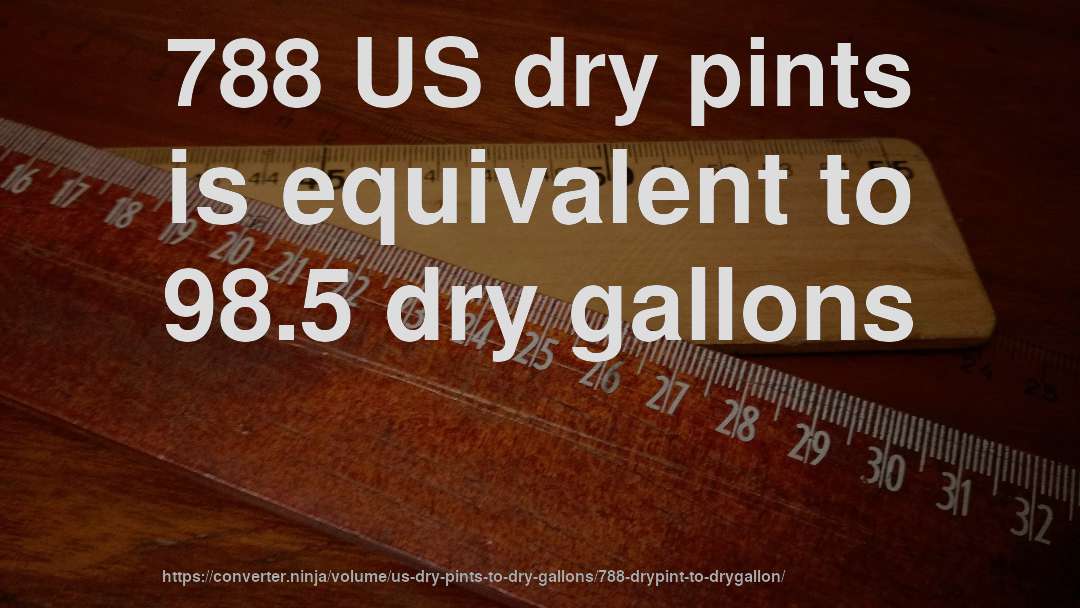788 US dry pints is equivalent to 98.5 dry gallons
