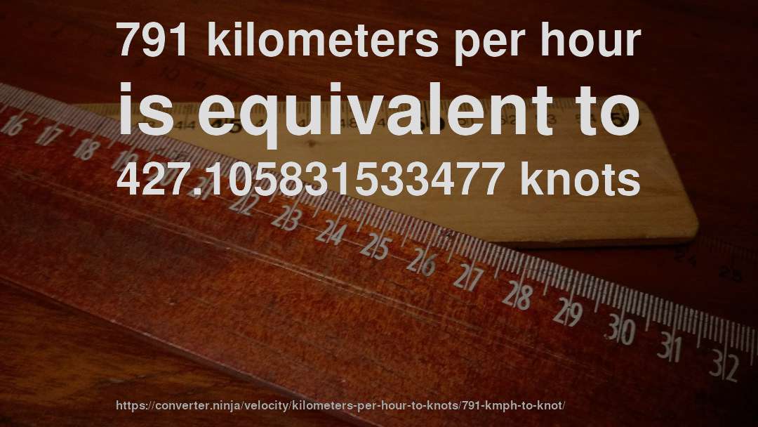 791 kilometers per hour is equivalent to 427.105831533477 knots