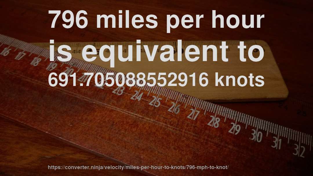 796 miles per hour is equivalent to 691.705088552916 knots