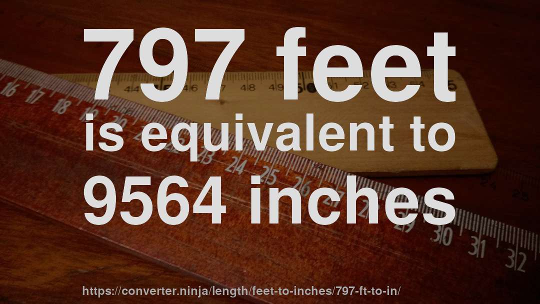 797 feet is equivalent to 9564 inches