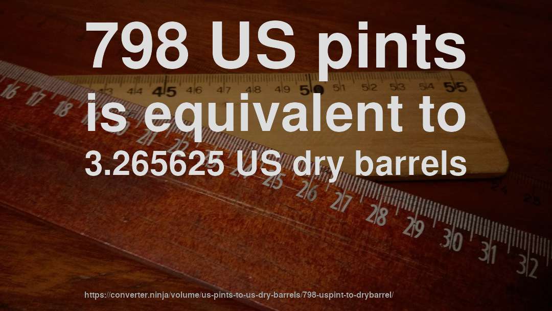 798 US pints is equivalent to 3.265625 US dry barrels