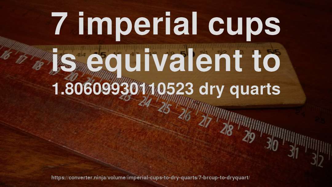 7 imperial cups is equivalent to 1.80609930110523 dry quarts