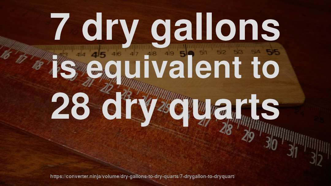 7 dry gallons is equivalent to 28 dry quarts