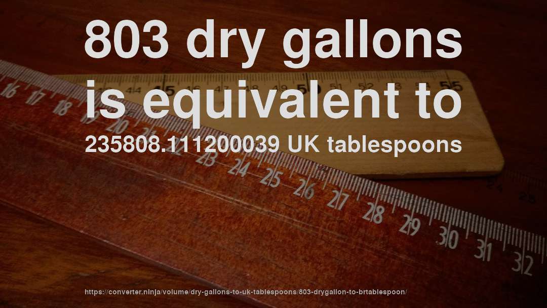 803 dry gallons is equivalent to 235808.111200039 UK tablespoons