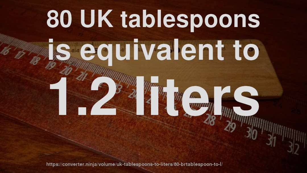 80 UK tablespoons is equivalent to 1.2 liters