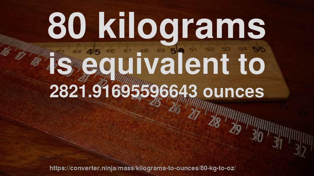 80 kilograms is equivalent to 2821.91695596643 ounces