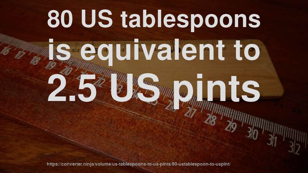 80 US tablespoons is equivalent to 2.5 US pints
