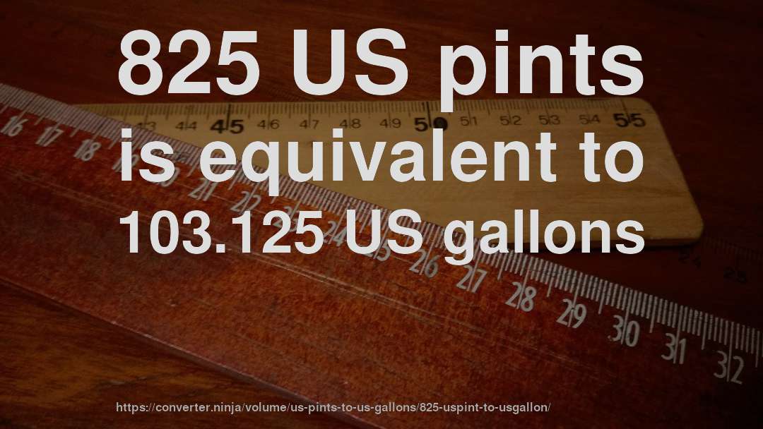 825 US pints is equivalent to 103.125 US gallons
