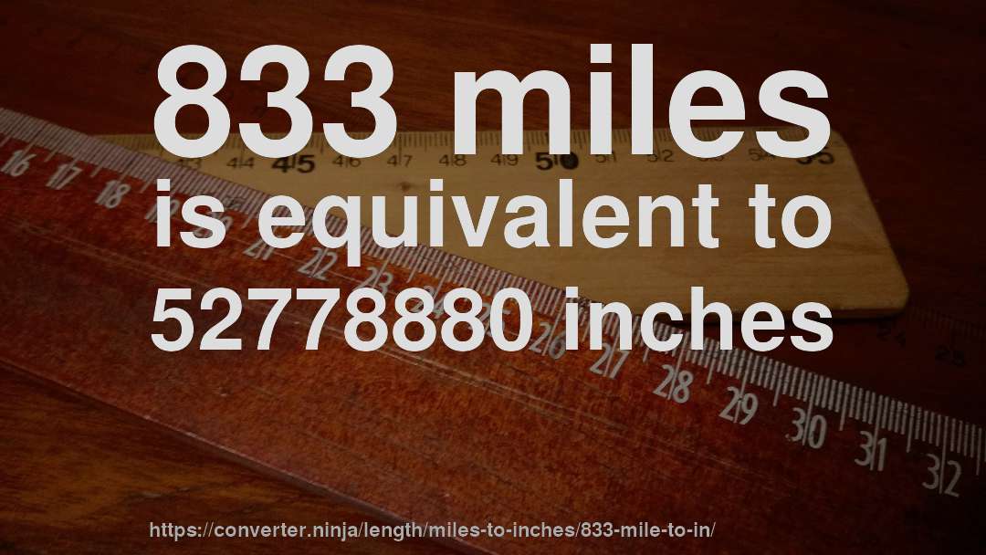 833 miles is equivalent to 52778880 inches