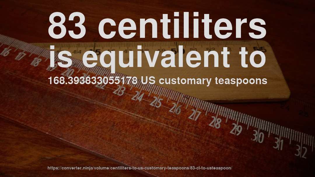 83 centiliters is equivalent to 168.393833055178 US customary teaspoons