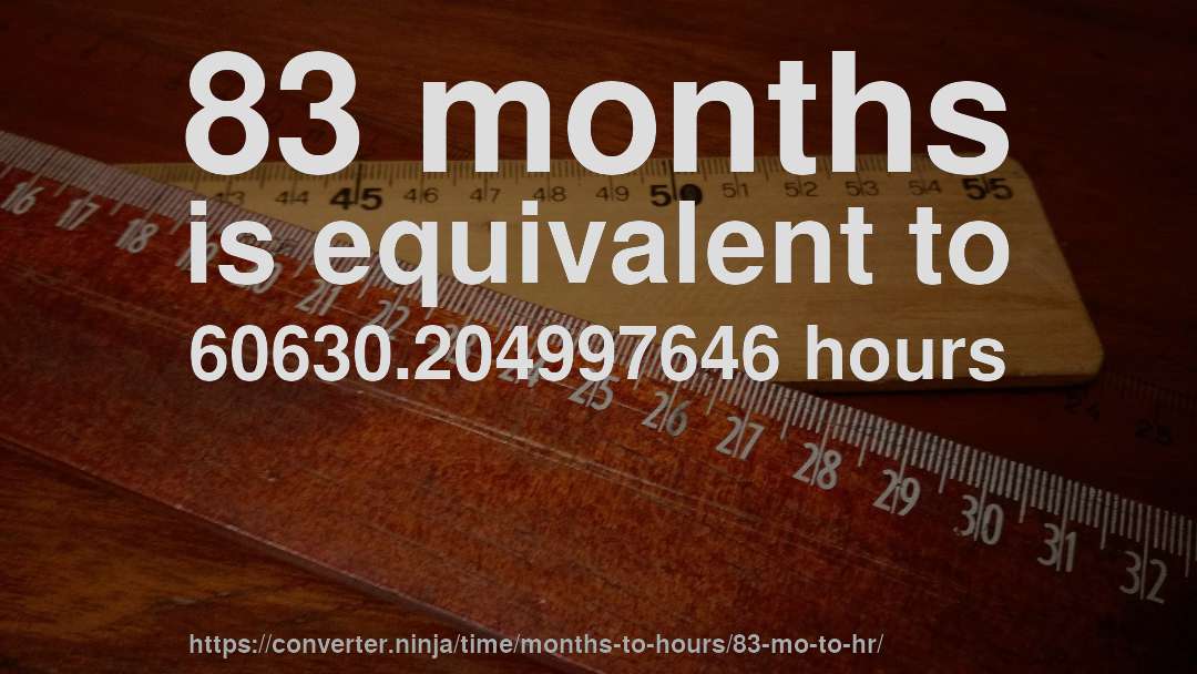 83 months is equivalent to 60630.204997646 hours