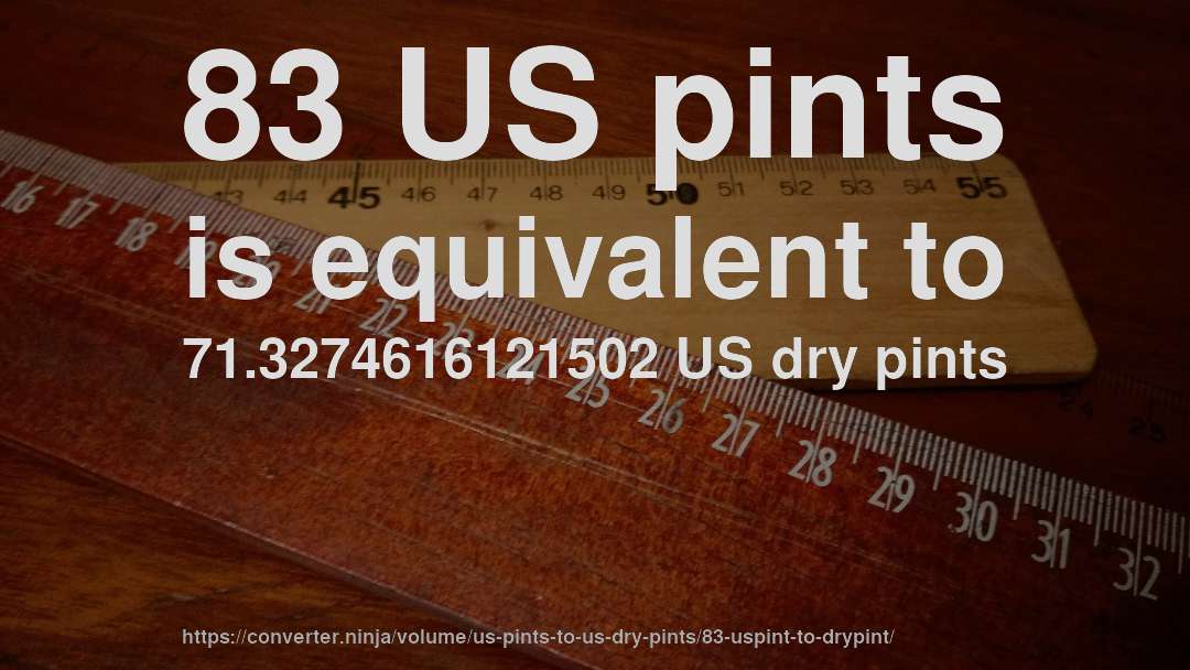 83 US pints is equivalent to 71.3274616121502 US dry pints