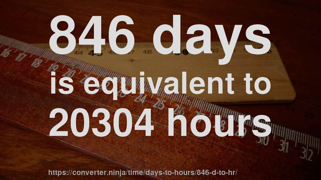 846 days is equivalent to 20304 hours