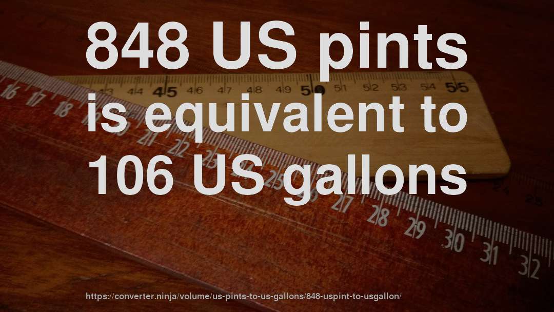 848 US pints is equivalent to 106 US gallons