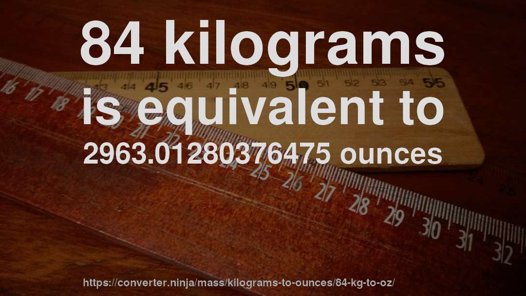 84 kilograms is equivalent to 2963.01280376475 ounces