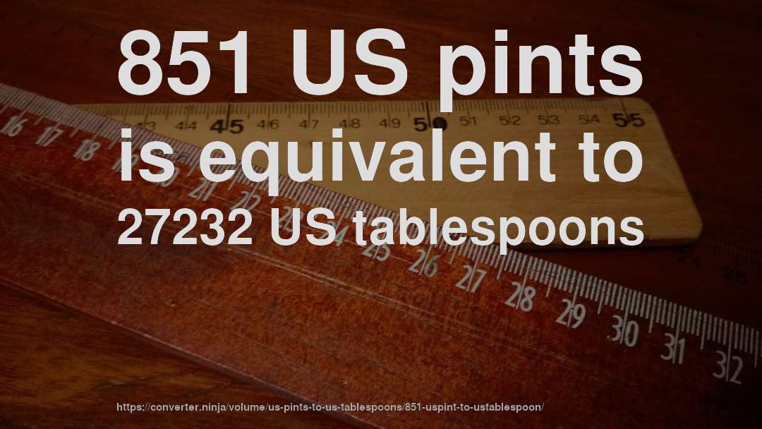851 US pints is equivalent to 27232 US tablespoons