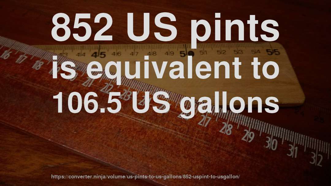 852 US pints is equivalent to 106.5 US gallons