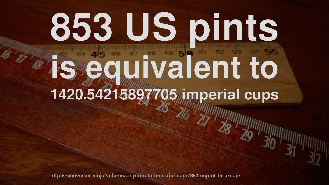 853 US pints is equivalent to 1420.54215897705 imperial cups