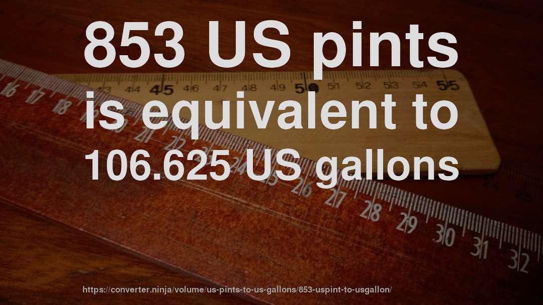853 US pints is equivalent to 106.625 US gallons