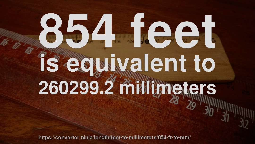 854 feet is equivalent to 260299.2 millimeters
