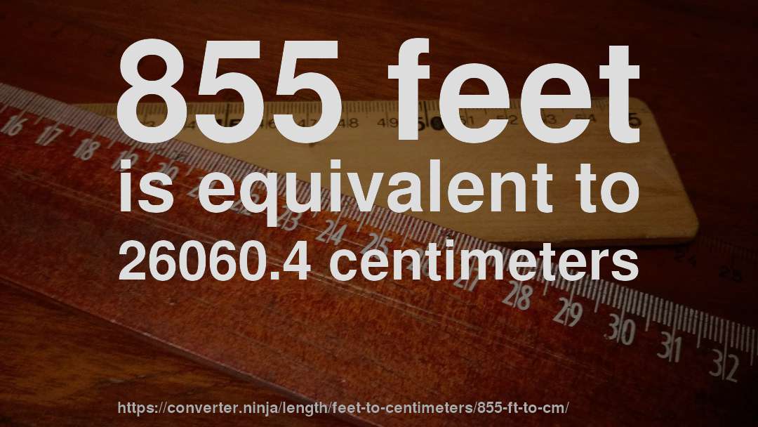 855 feet is equivalent to 26060.4 centimeters