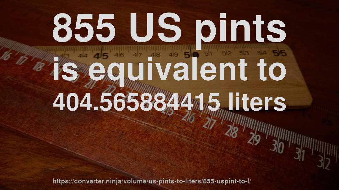 855 US pints is equivalent to 404.565884415 liters