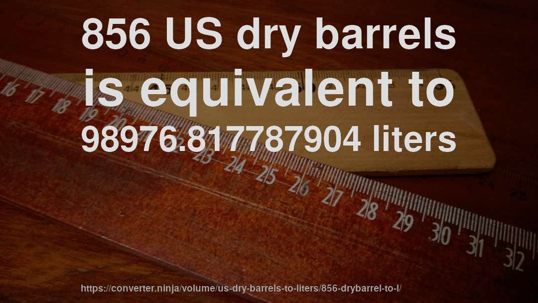 856 US dry barrels is equivalent to 98976.817787904 liters