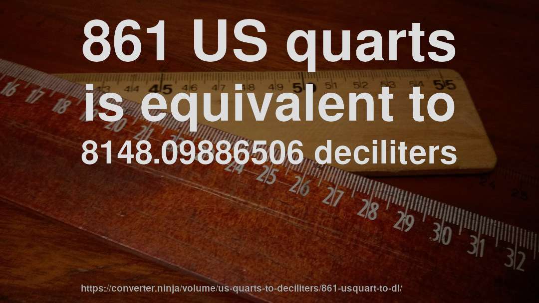861 US quarts is equivalent to 8148.09886506 deciliters
