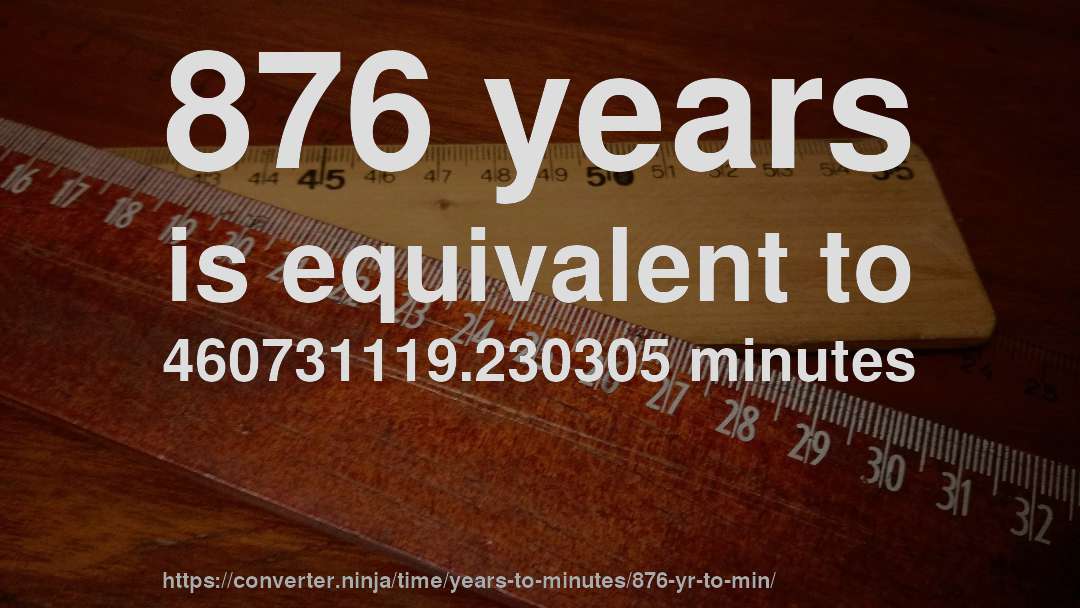 876 years is equivalent to 460731119.230305 minutes