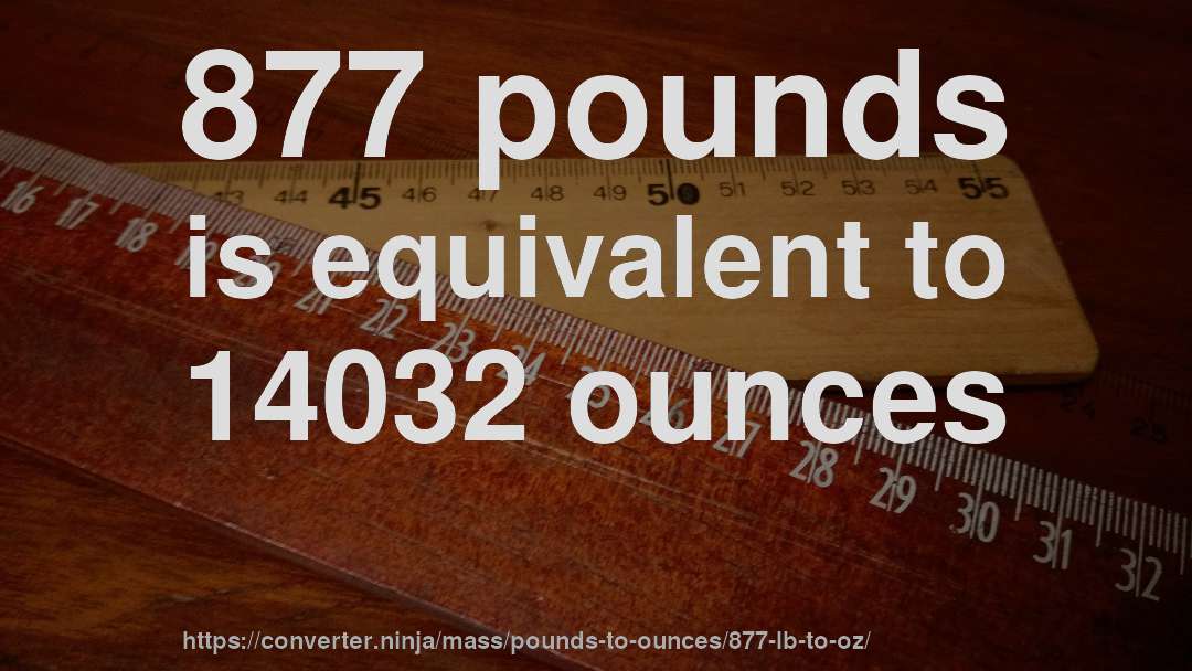 877 pounds is equivalent to 14032 ounces