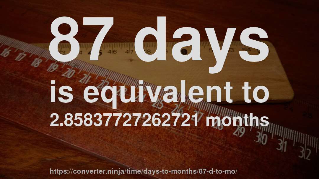87 days is equivalent to 2.85837727262721 months