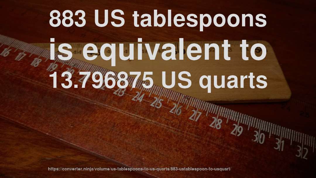 883 US tablespoons is equivalent to 13.796875 US quarts