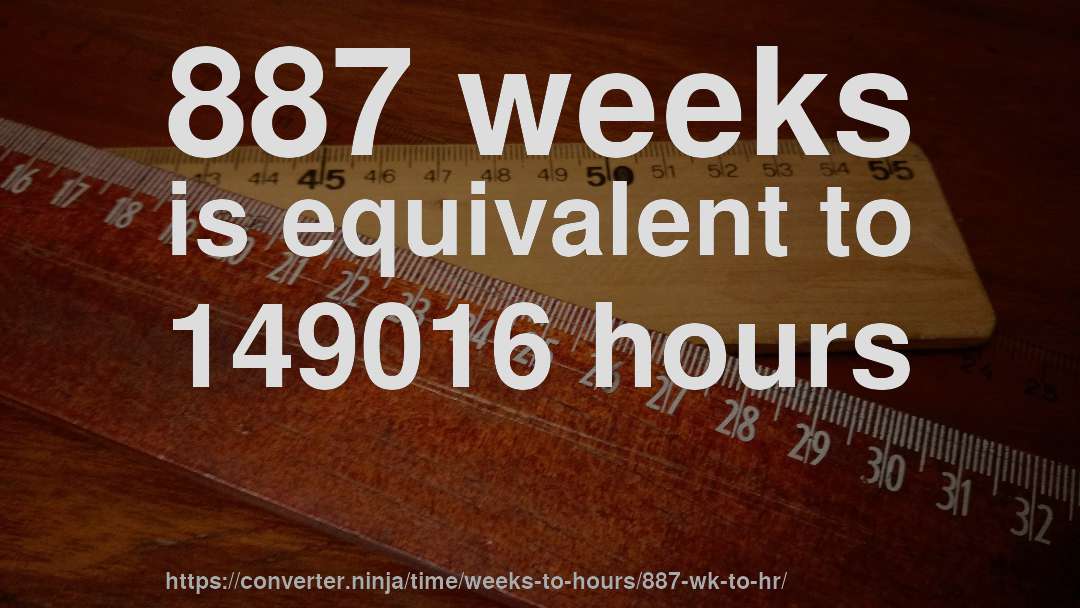 887 weeks is equivalent to 149016 hours
