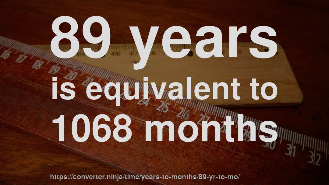 89 years is equivalent to 1068 months