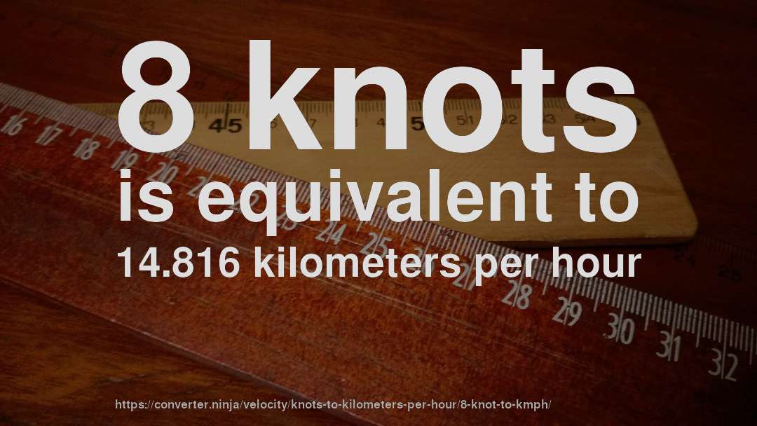 8 knots is equivalent to 14.816 kilometers per hour