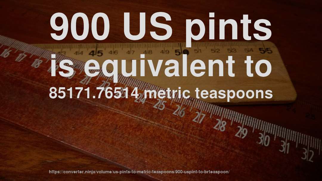 900 US pints is equivalent to 85171.76514 metric teaspoons