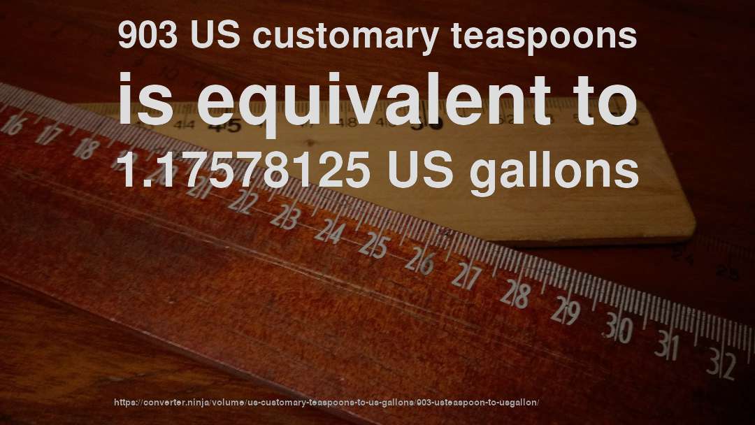 903 US customary teaspoons is equivalent to 1.17578125 US gallons