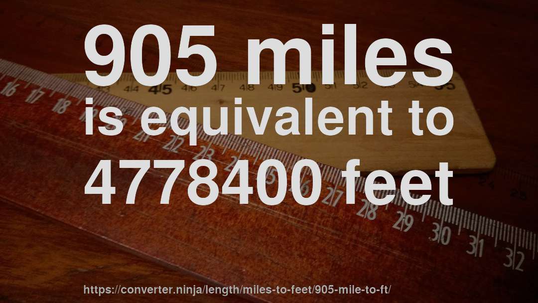 905 miles is equivalent to 4778400 feet