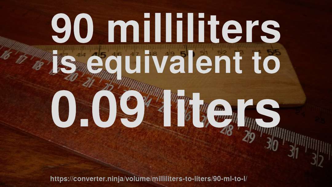 90 milliliters is equivalent to 0.09 liters