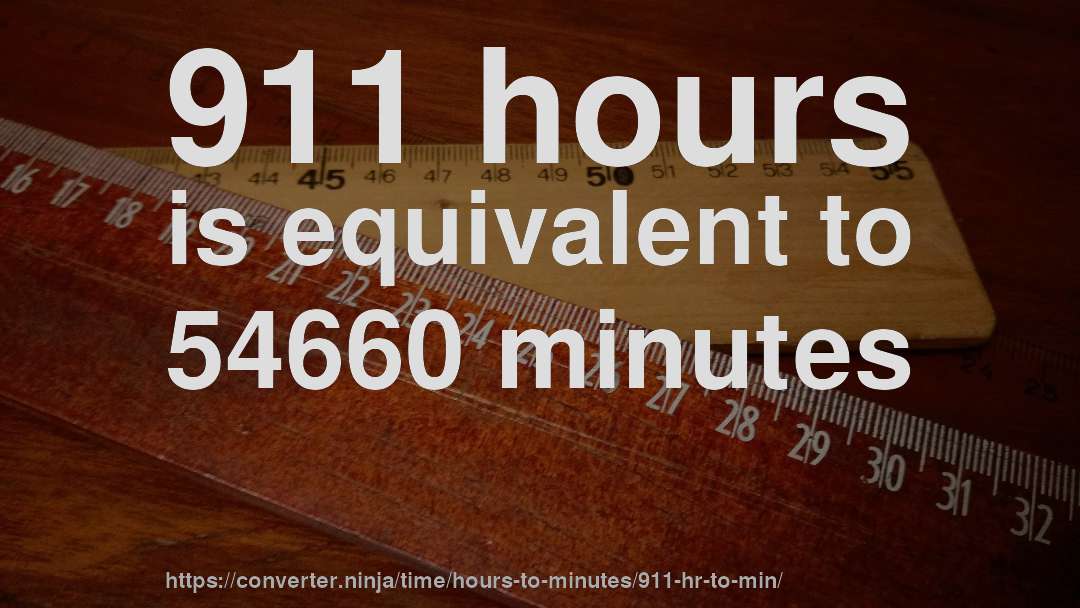 911 hours is equivalent to 54660 minutes