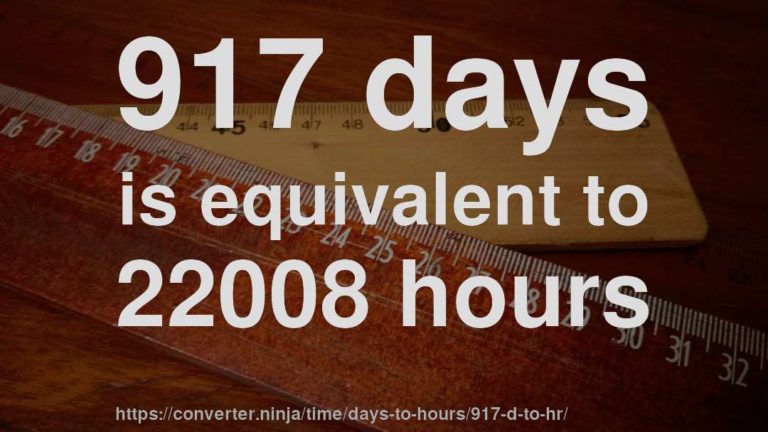 917 days is equivalent to 22008 hours
