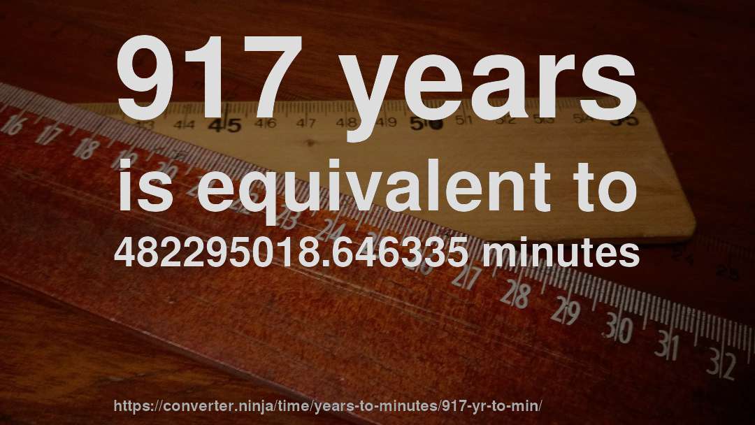 917 years is equivalent to 482295018.646335 minutes