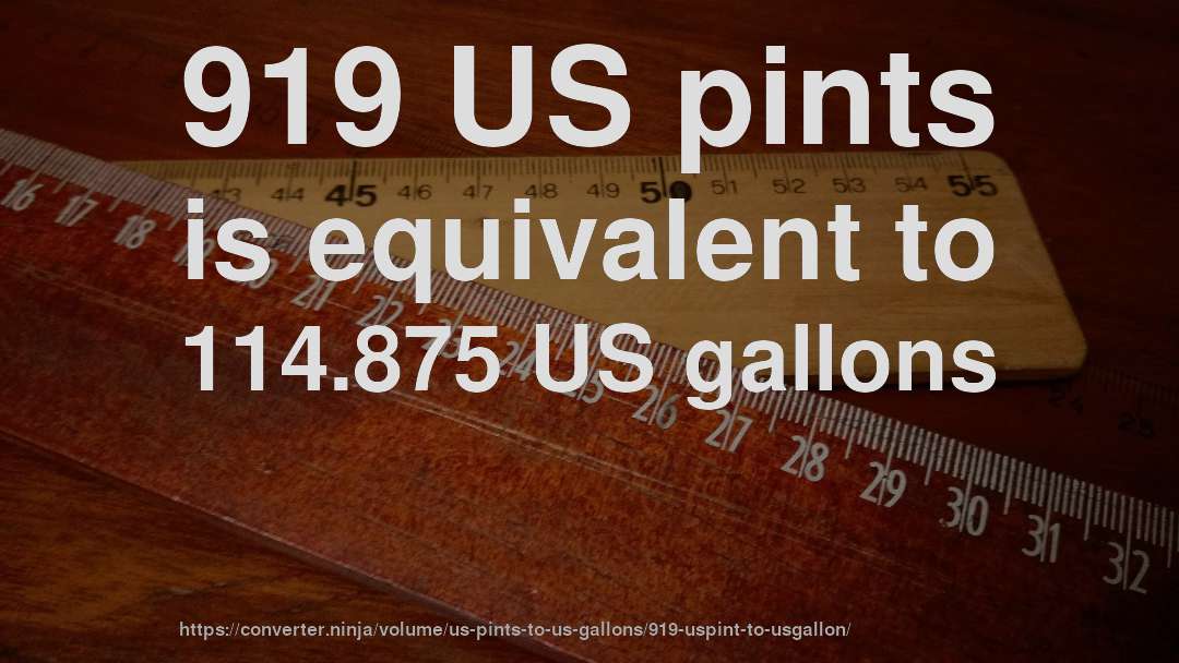 919 US pints is equivalent to 114.875 US gallons