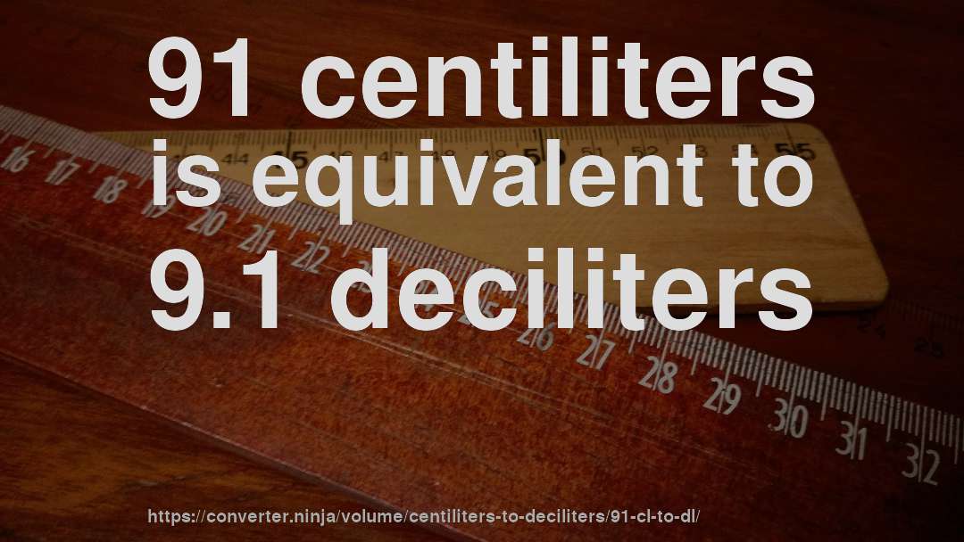 91 centiliters is equivalent to 9.1 deciliters