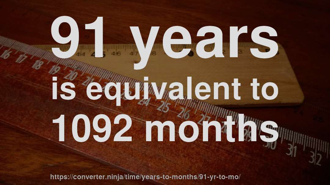 91 years is equivalent to 1092 months